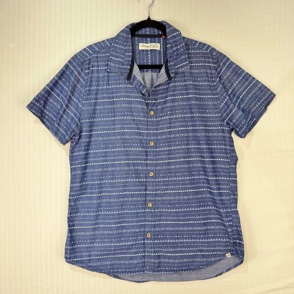 Sovereign Code Los Angeles Blue Aztec Tribal Print Button-Up Shirt Men's Large - Picture 3 of 7